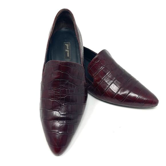 Paul Green Belinda Loafer Pointed Venetian Flat Burgundy Croc Women's 5.5 $375 - Picture 5 of 8